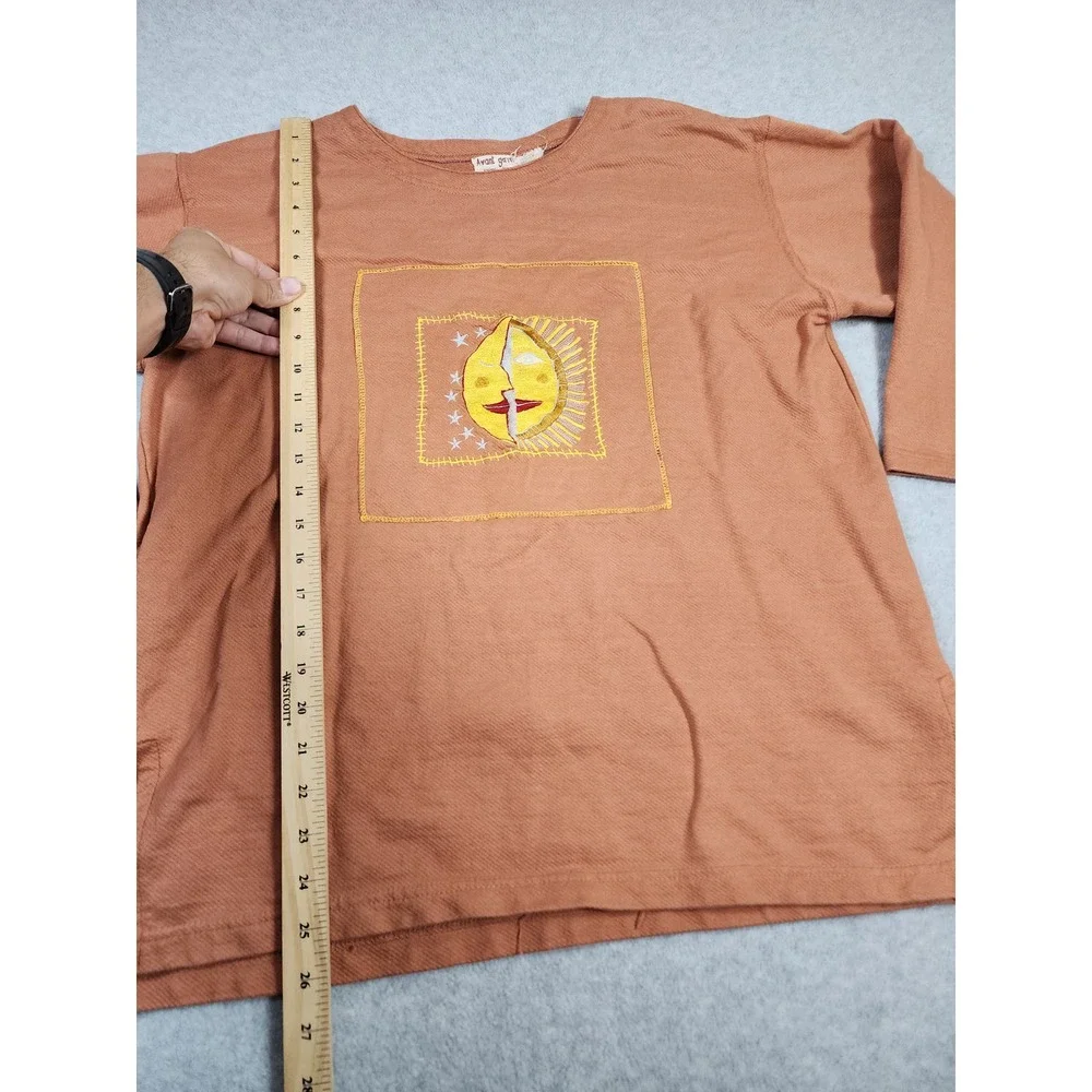 Avant Garde Designed by D.D.Y.C. Terracotta‎ Long Sleeve Moon/Sun Top Size XL - Picture 7 of 8